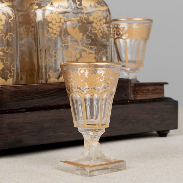 19th Century French Marquetry Tantalus Cordial Decanter Set - Set of 11 For Sale - Image 17 of 18
