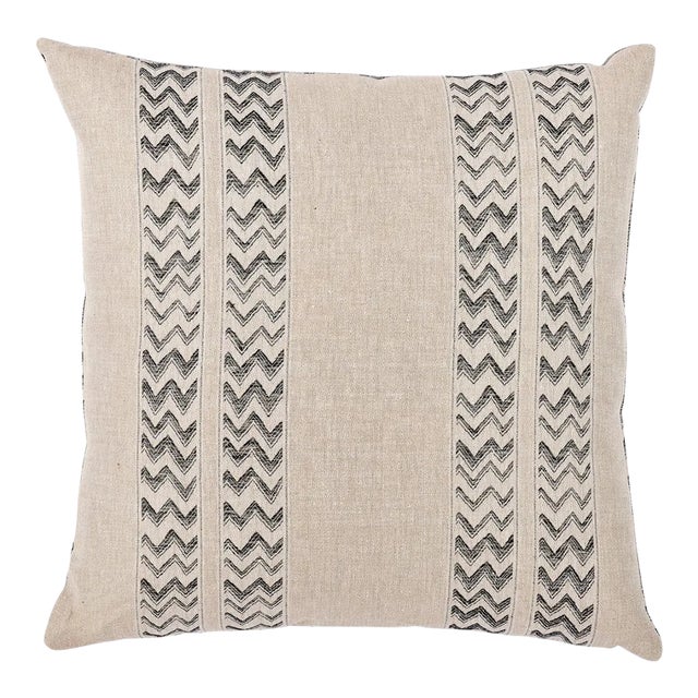 Schumacher Kudu Stripe 20" Pillow in Black For Sale