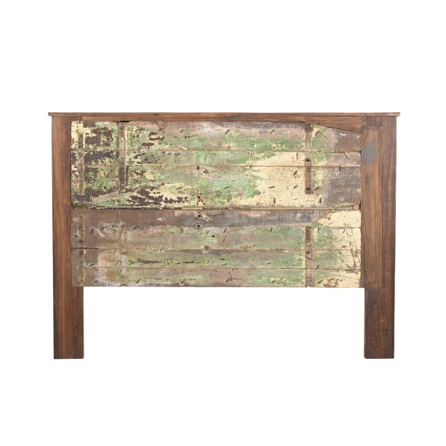 Indian Indian King Size Headboard Constructed From an Antique Gujarati Door and Pillars For Sale - Image 3 of 3