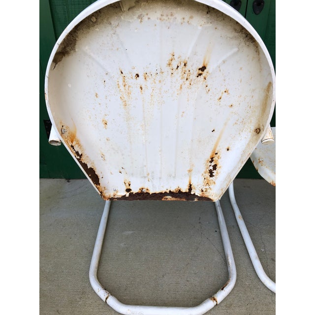 Antique White Metal Chairs A Pair Chairish