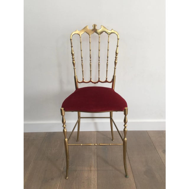 Brass and Red Velvet Chiavari Chair, circa 1940 For Sale - Image 11 of 13