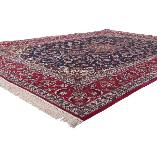 78670 Vintage Persian Isfahan Rug, 06'09 x 10'00. In the enchanting depths of central Iran, one discovers a sanctuary of...