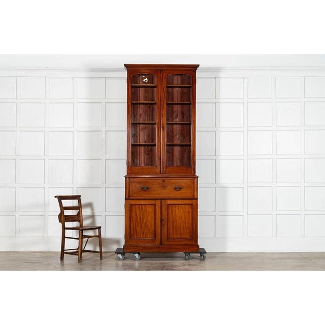 English Mahogany Bookcase with Secretary, 1870 For Sale - Image 4 of 18