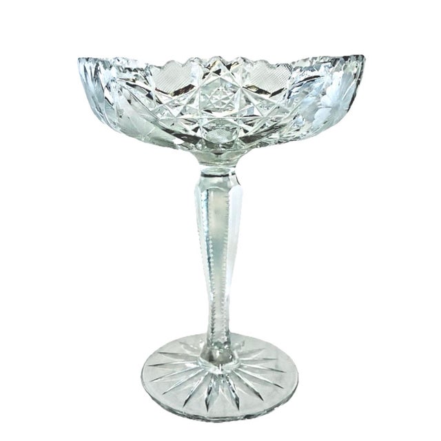 For your consideration is an antique American Brilliant Period cut crystal pedestal compote. An exquisitely crafted piece...