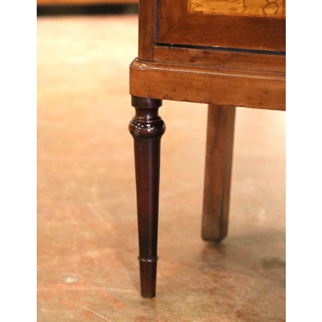 Wood Pair of 19th Century French Louis XVI Mahogany Marble-Top Nightstands For Sale - Image 7 of 9