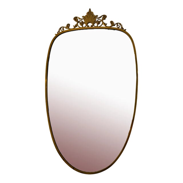 Mid-Century Mirror in Brass in the style of Gio Ponti, Italy, 1950s For Sale