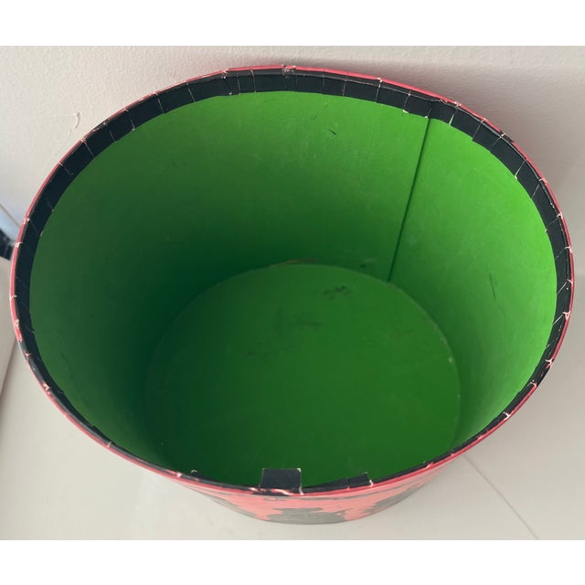 Vintage Oval Wallpaper Box by Atelier of Hudson, New York With Black Regency Silhouettes on a Pink Ground For Sale - Image 13 of 18