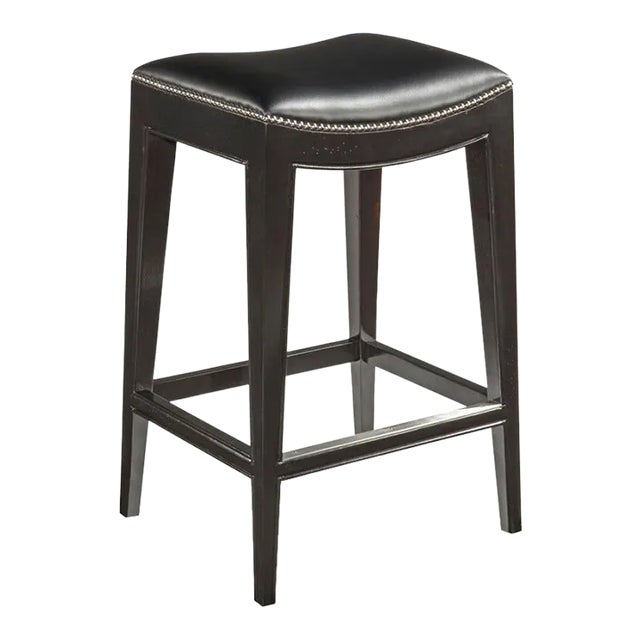 Saddle Seat Counter Stool, Antique Black Finish For Sale