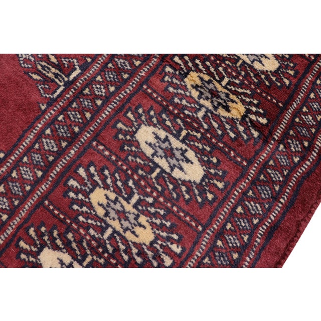 Textile Tribal Bokhara Maroon/Gray Hand Knotted Wool Rug For Sale - Image 7 of 9