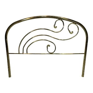 1980s Art Deco Revival Tubular Brass Italian Queen Bed Headboard in the Style of Luciano Frigerio