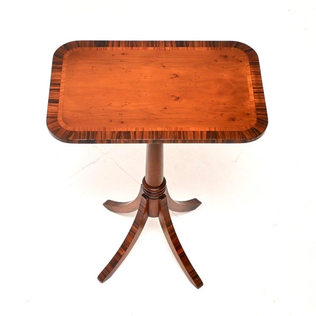 Vintage Regency Inlaid Yew Wood Side Table, 1930 For Sale - Image 4 of 7