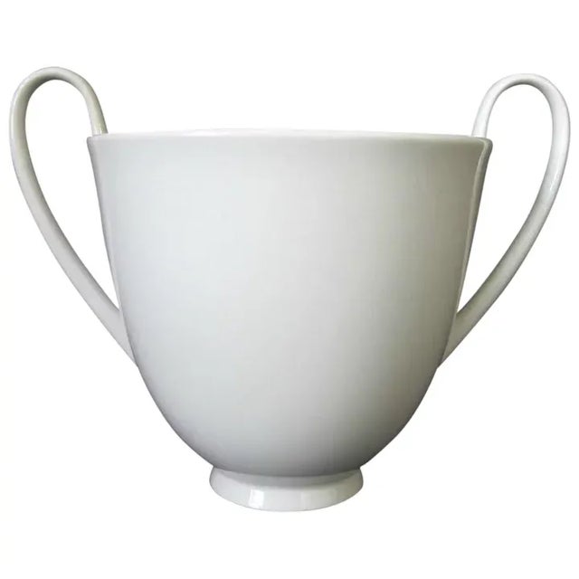 White Art Deco German KPM Berlin Porcelain Urn Shape Vase with Loop Handles in White Blanc de Chine For Sale - Image 8 of 8