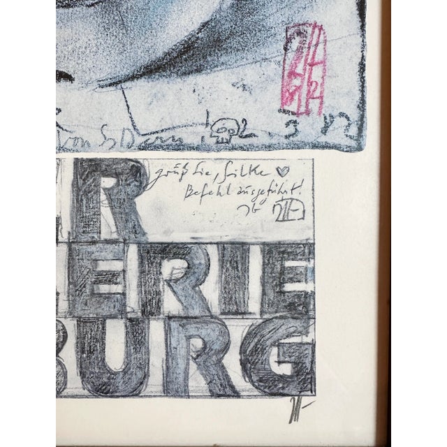 Horst Janssen Framed Artwork Horst Janssen Signed Poster Galerie Hamburg 1982 For Sale - Image 4 of 7