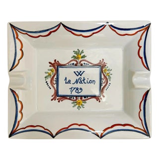 Early 20th Century French Ashtray "La Nation" by Georges Martel Desvres For Sale