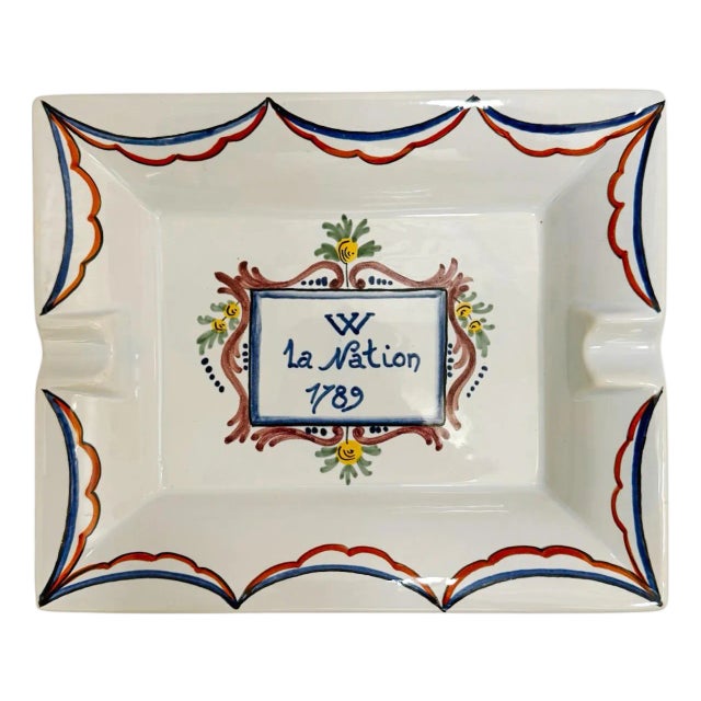 Early 20th Century French Ashtray "La Nation" by Georges Martel Desvres For Sale