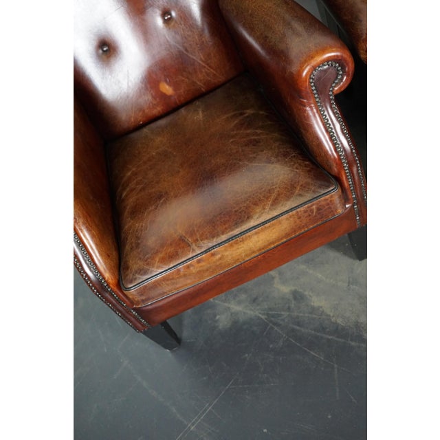 Vintage Dutch Cognac Leather Club Chairs, the Netherlands, Set of 2 For Sale - Image 12 of 18