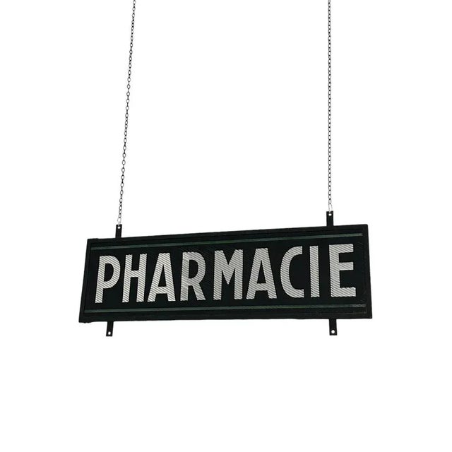 Vintage French Industrial Double Sided Glass Pharmacy Sign For Sale - Image 4 of 6