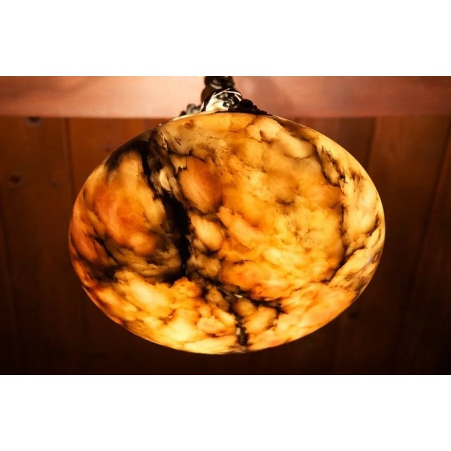 Early 20th Century Amber Alabaster Light Fixture For Sale In San Francisco - Image 6 of 8
