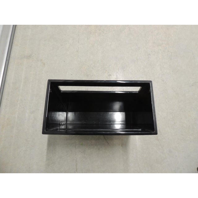 Art Deco Revival Black Lacquered Mappa Burl Walnut Magazine Stand For Sale - Image 4 of 9