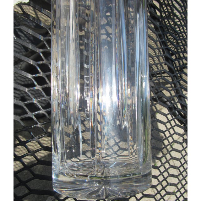 Mid 20th Century 12" Cylinder Shaped Cut Crystal Glass Vase For Sale In New Orleans - Image 6 of 13