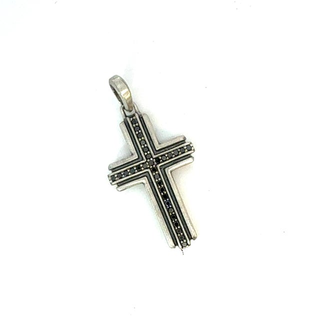 Authentic David Yurman Black Diamond Cross Pendant Sterling Silver Estate DY805 Retails $999.00 This elegant Authentic...