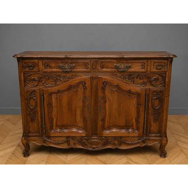 Tan Louis XV Provencal Buffet in Carved Walnut, 1800s For Sale - Image 8 of 8