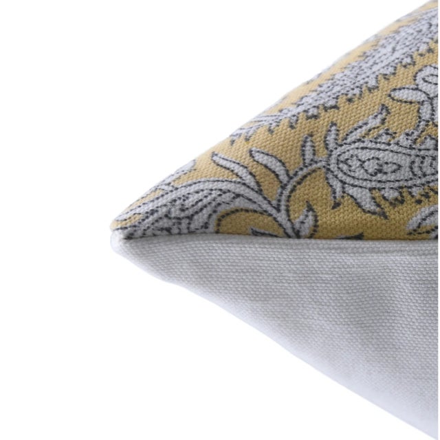 Art Deco Fabdivine Indian Block Print Cushion Cover 24x24 Inch Thick Cotton White-Black Forest For Sale - Image 3 of 4