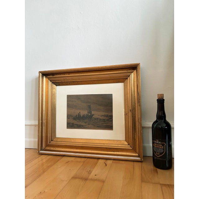 Antique Original Sailing Boat Etching, Signed Nautical Wall Art, 1900 For Sale - Image 10 of 12