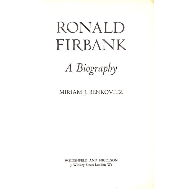 Traditional "Ronald Firbank: A Biography" 1970 Benkovitz, Miriam J. For Sale - Image 3 of 15