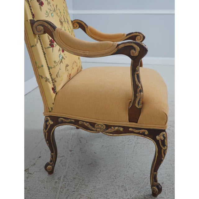 Gold Pair of Century Louis XV Style Giltwood Armchairs For Sale - Image 8 of 18
