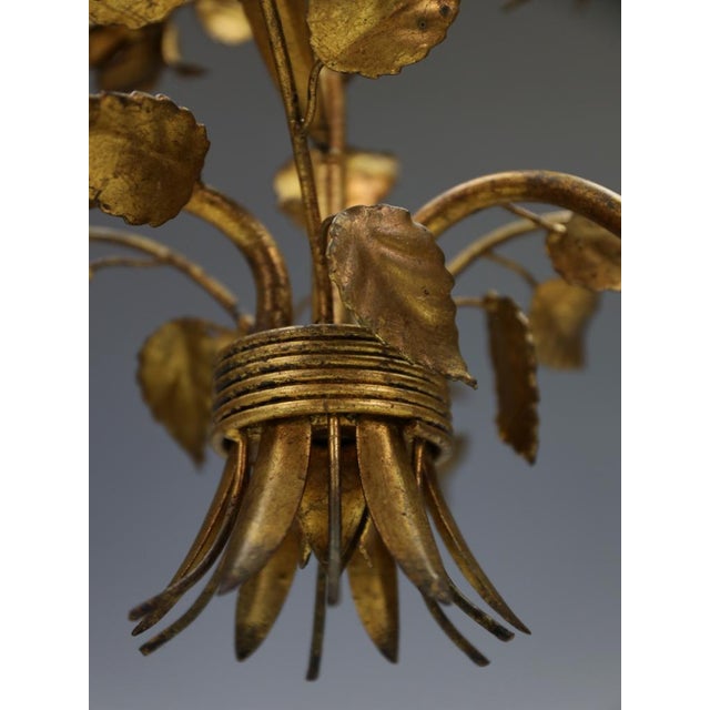 Hans Kögl Hollywood Regency Gilt Rose & Wheat Five-Arm Chandelier, 1970s For Sale - Image 9 of 15