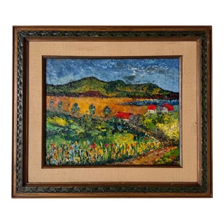 Virginia Morrisson “Spring at the Farm” Impressionist Landscape Oil on Canvas Painting, Framed For Sale