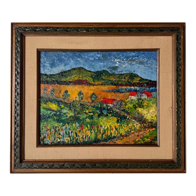 Virginia Morrisson “Spring at the Farm” Impressionist Landscape Oil on Canvas Painting, Framed For Sale