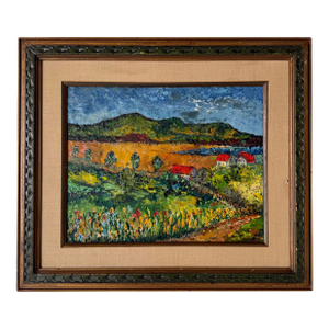 Virginia Morrisson “Spring at the Farm” Impressionist Landscape Oil on Canvas Painting, Framed