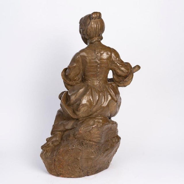 Brown Antique Napoleon III Terracotta Sculpture, 1800s For Sale - Image 8 of 10