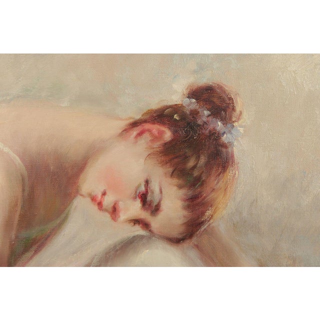 Rino Viana Framed Oil Painting Seated Ballerina Figure Study For Sale - Image 12 of 18