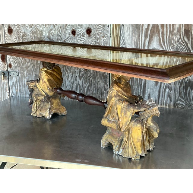 Vintage Boho Carved Angel Coffee Table For Sale In West Palm - Image 6 of 12