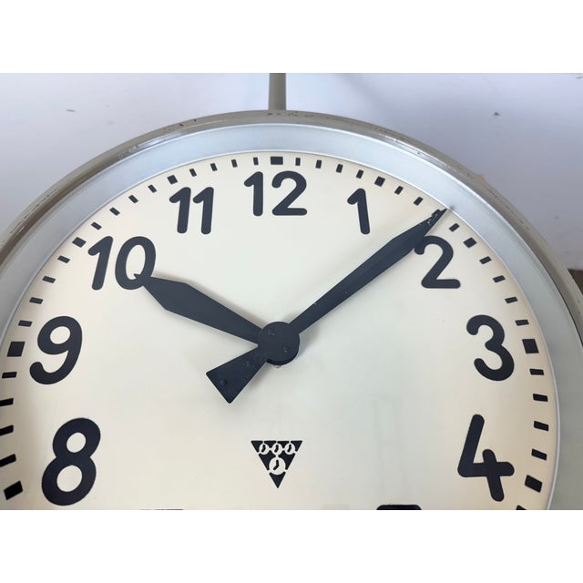 Large Industrial Double Sided Railway Factory Clock from Pragotron, 1960s For Sale - Image 14 of 18