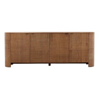 Organic Ribbed Wood Rounded Sideboard For Sale