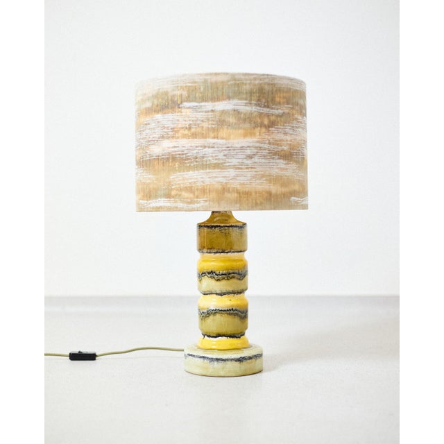 Gold Artisan Ceramic Table Lamp, 1970s For Sale - Image 8 of 8