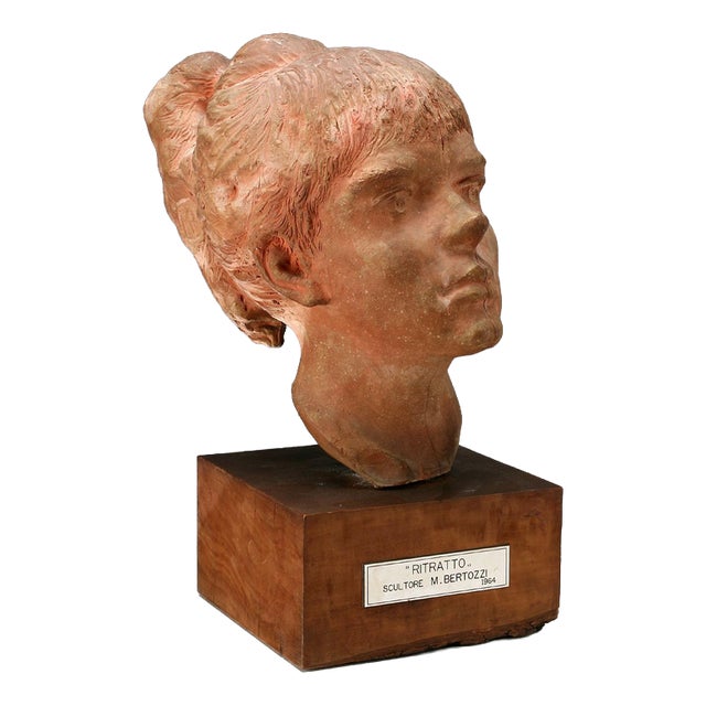 Terracotta Head of Girl by Mario Bertozzi For Sale
