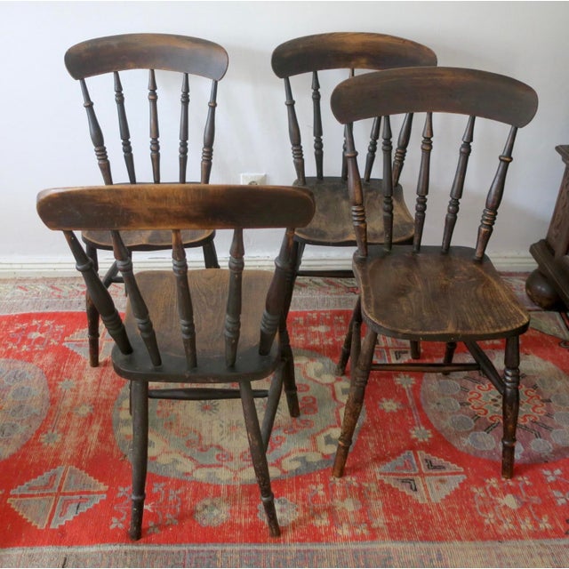 Brown Antique 19th Century Oak Farmhouse Dining Chairs, Set of 4 For Sale - Image 8 of 14