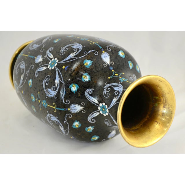 Aqua Floral Chinese Cloisonné Vase For Sale - Image 4 of 6