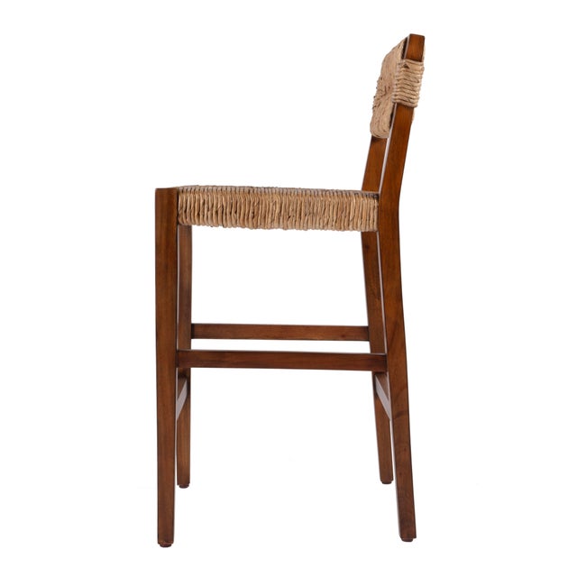 Valencia 25 in. Seat Height Woven Counter Stool with Back, Banana Leaf For Sale In Chicago - Image 6 of 9