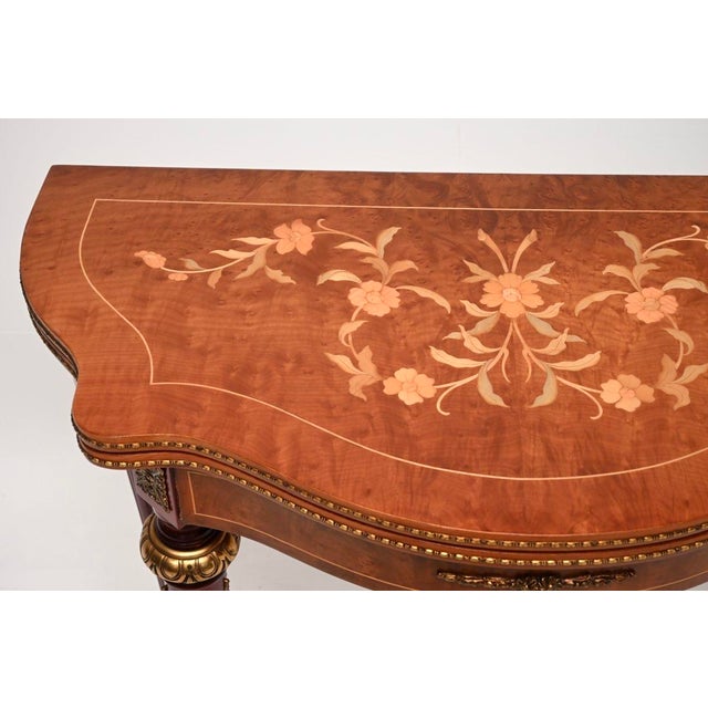 Metal Antique French Inlaid Console Table, 1950 For Sale - Image 7 of 11