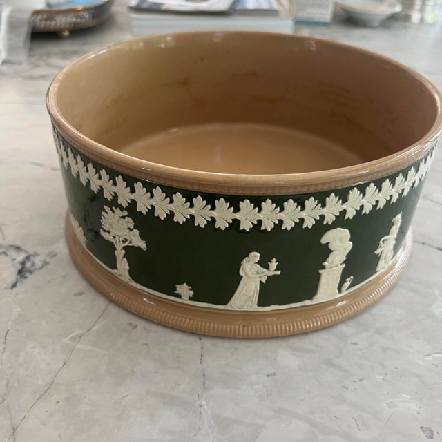 Late 19th Century Antique Copeland Late Spode Jasperware Green Planter or Bowl For Sale - Image 5 of 11