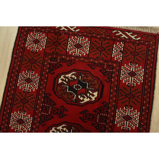 Turkmen Runner 2’5” X 9’6” Red Wool Vintage Tribal Hand-Knotted Oriental Rug For Sale In Philadelphia - Image 6 of 12