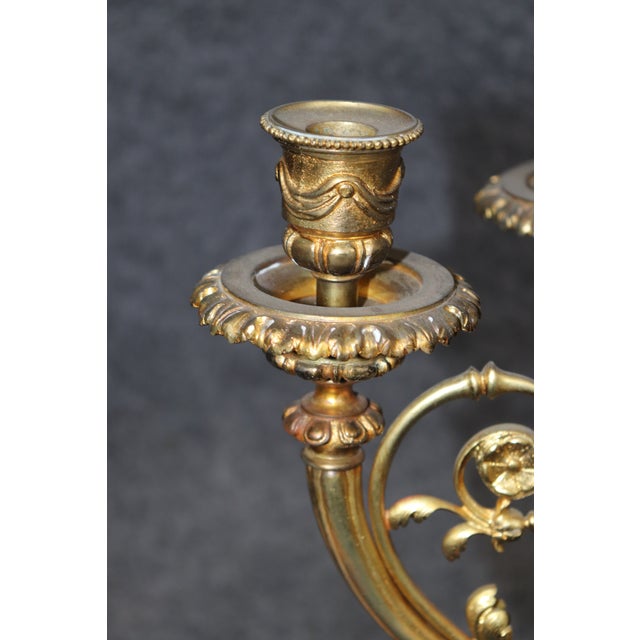 Pair 1920's French Louis XV Style Marble and Bronze Candelabras For Sale In Philadelphia - Image 6 of 9