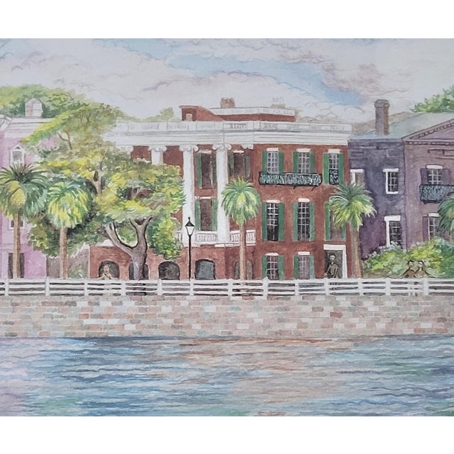 Rustic Late 20th Century Jeanie Drucker Battery Reflections Charleston Sc Framed Watercolor Print 17x11 For Sale - Image 3 of 11