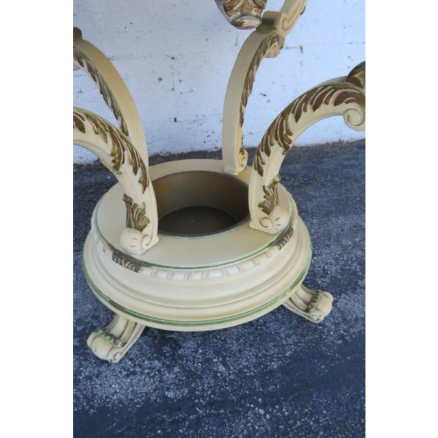 French Provincial Heavy Carved Marble Top Large Side End Center Table With Planter 6293 For Sale - Image 11 of 13